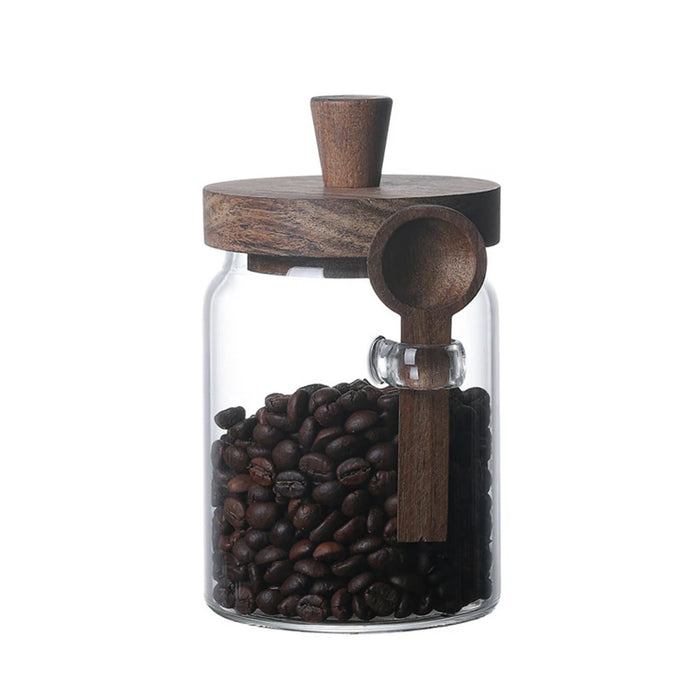 Glass Food Storage Jars with Wooden Lids & Scoop — Airtight Canisters
