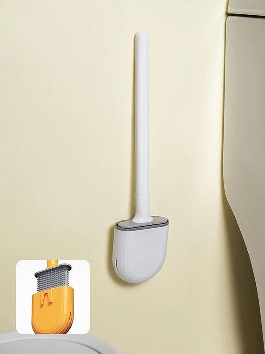 Wall-hanging Long-handle Toilet Brush with Silicone Head, 36×9×4 cm