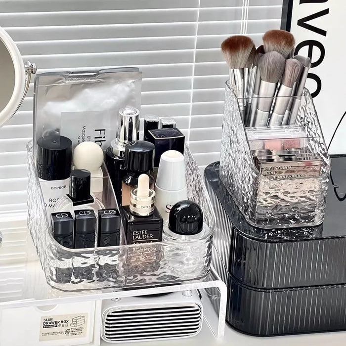 Clear Cosmetic Storage Box – Vanity Makeup & Skincare Organiser (3 / 4 / 5 Grid)