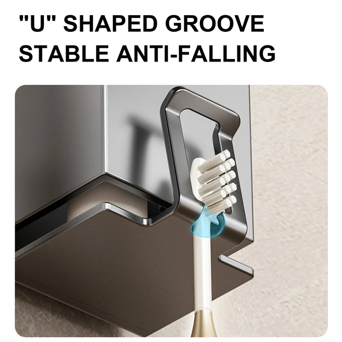 Suction-Cup Toothbrush Holder with Squeezer and Mouthwash Cup — Perforation-Free