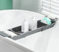 Extendable Bath Shelf Tray with Anti-Slip Phone & Tablet Holder — White or Grey