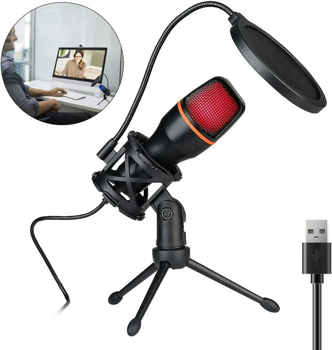 USB Condenser Microphone for PC & Laptop — Wired Streaming, Podcasting & Gaming (RGB option)