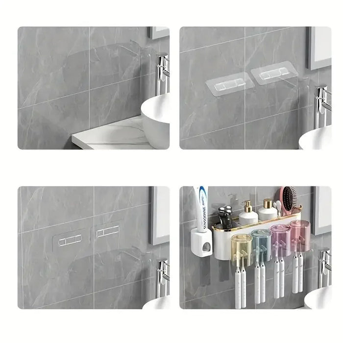 Wall-mounted self-adhesive toothbrush holder – 2- or 4-person sets