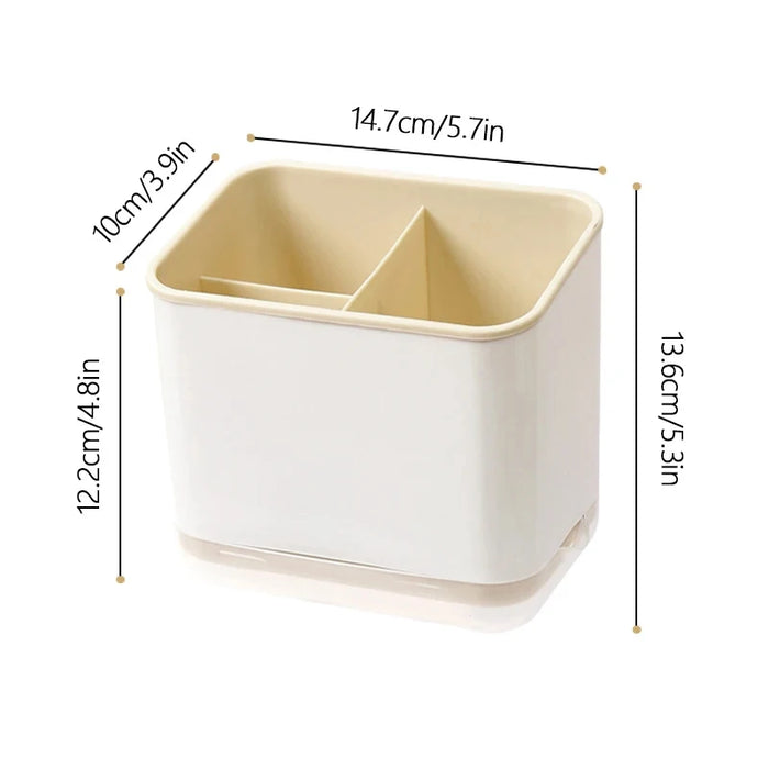 Double-Layer Cutlery Drainer with Detachable Chopstick Cage & Spoon Organiser