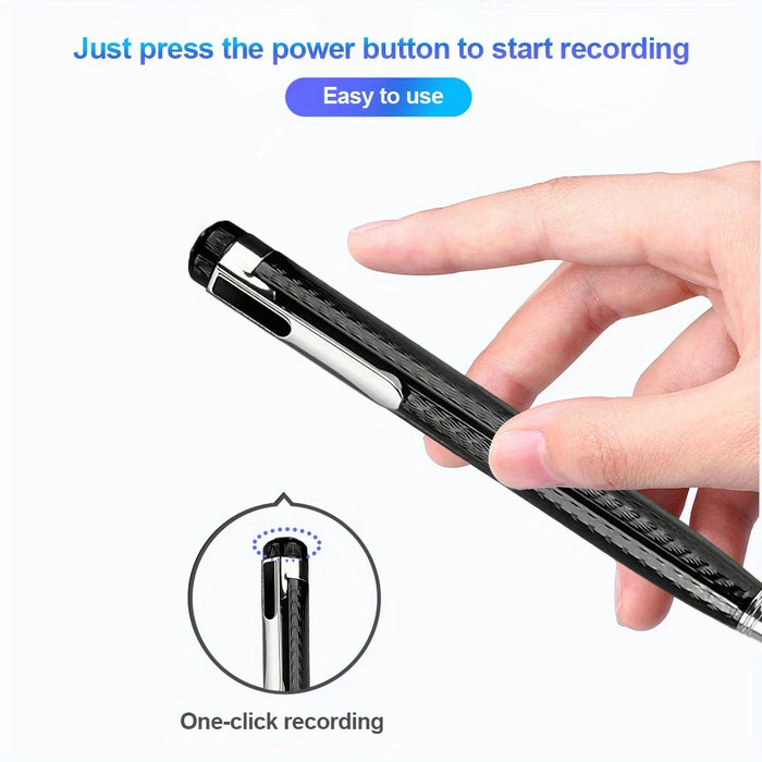 Pen-style Digital Voice Recorder — 12‑hour Continuous, 192kbps, One-button