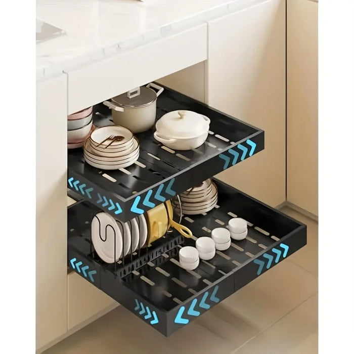 Pull-Out Cabinet Organiser (Expandable 18.5\"-23.5\") — Silent 3-Rail Slide