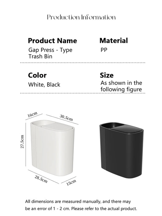 Large-capacity Oval Rubbish Bin with Press Lid — Odour-sealing PP Bin for Home