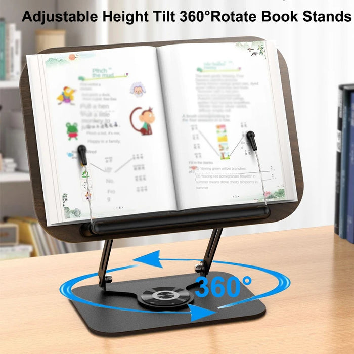 Adjustable 360° Swivel Book Stand – Foldable Cookbook & Music Score Holder, 35cm