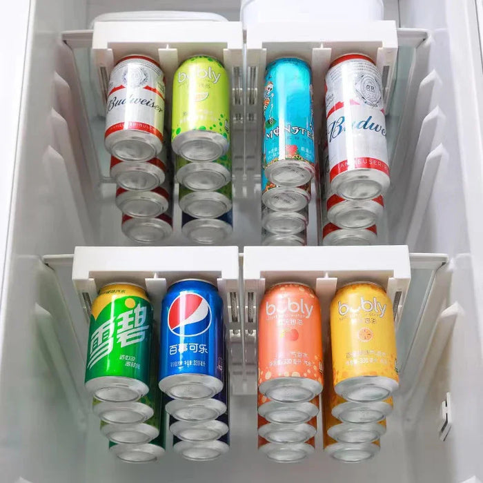 Fridge Hanging Drawer Can Dispenser – Plastic Beverage Rack, Holds 8 Cans (17x28cm)