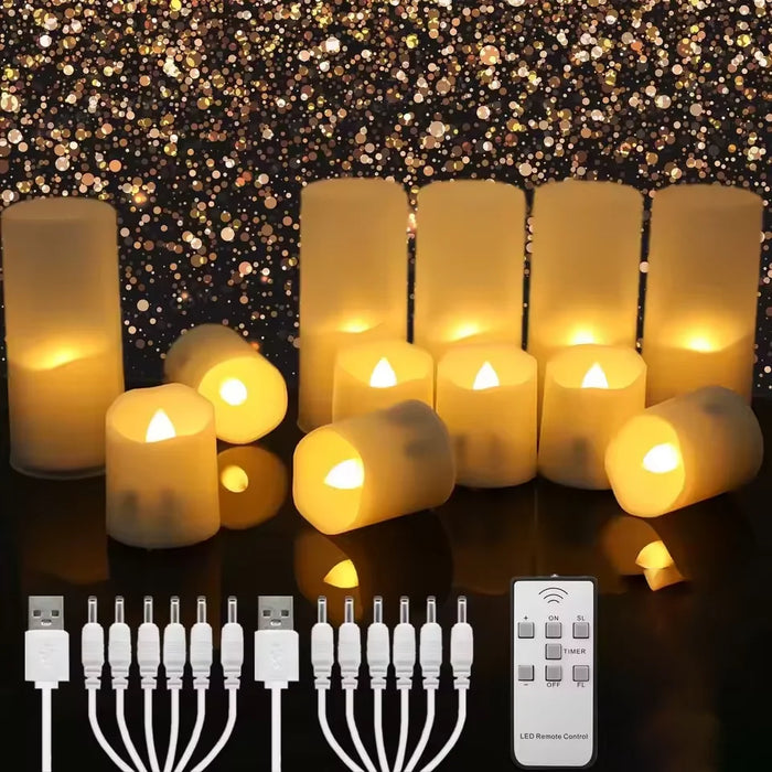 Rechargeable LED Tea Lights with Remote — Flameless Timer Candles (Warm & Colour)