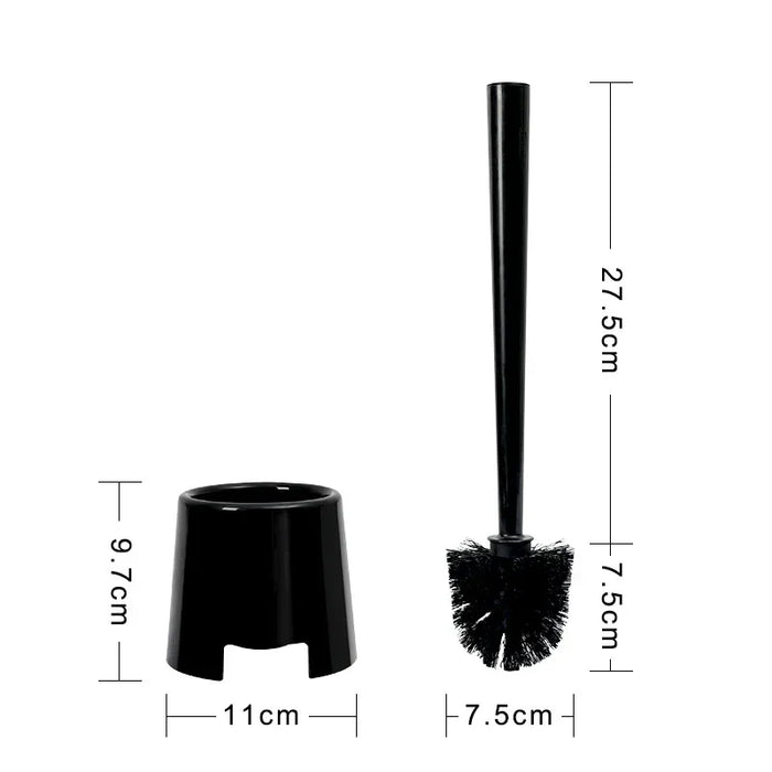 Long‑Handle Toilet Brush with Holder — Flexible Deep‑Clean, Portable (White or Black)