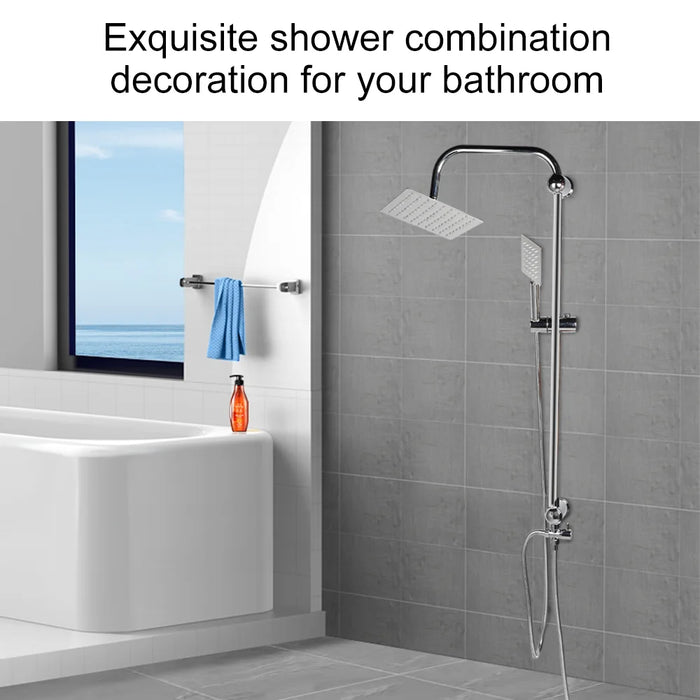 Square Stainless Steel Shower Head Set with 8-inch Rainfall & Mixer