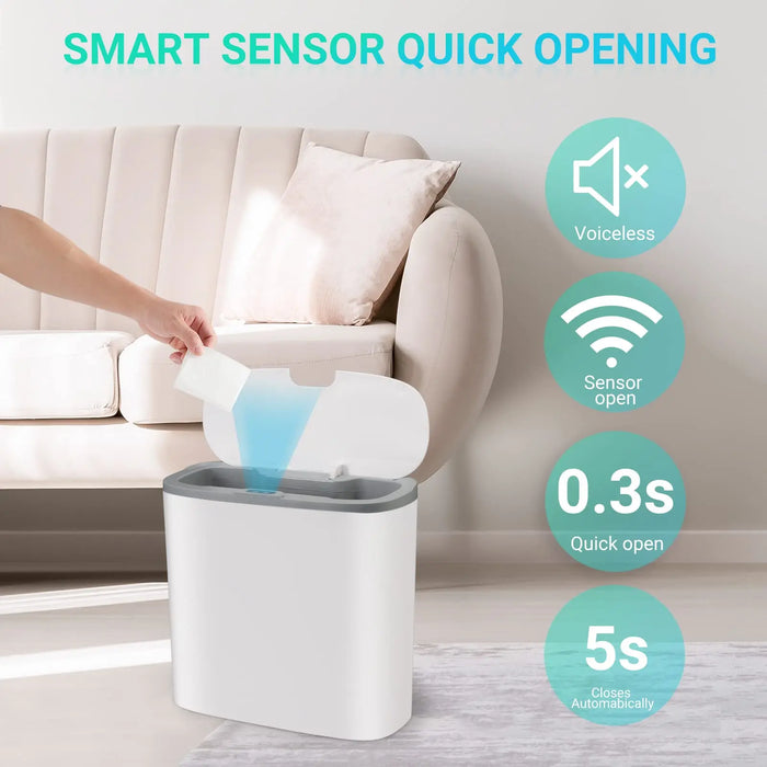 Automatic Touchless Bin with Lid — Motion Sensor, Waterproof Slim Design (13L)