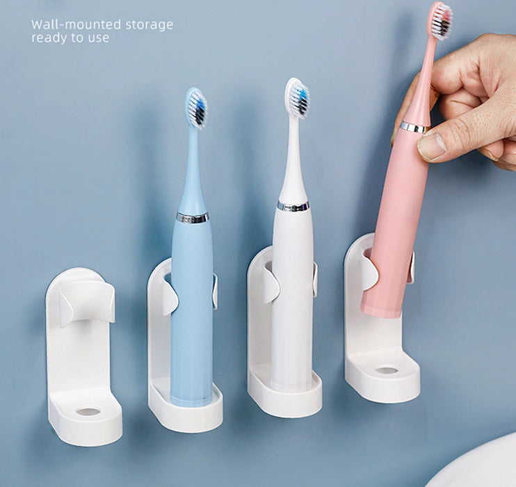 Wall-Mounted Electric Toothbrush Holder — Traceless ABS Stand, Fits Most Electric Brushes