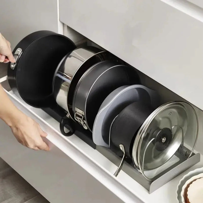 Expandable Stainless Steel Pot & Pan Rack — 7-Divider Cookware Organiser