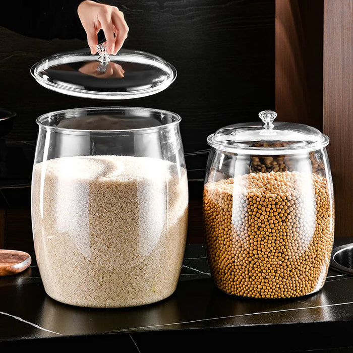 Airtight Clear Plastic Food Canister – 2.2 / 3.8 / 6.5L Flour, Cookie & Candy Jar with Lid