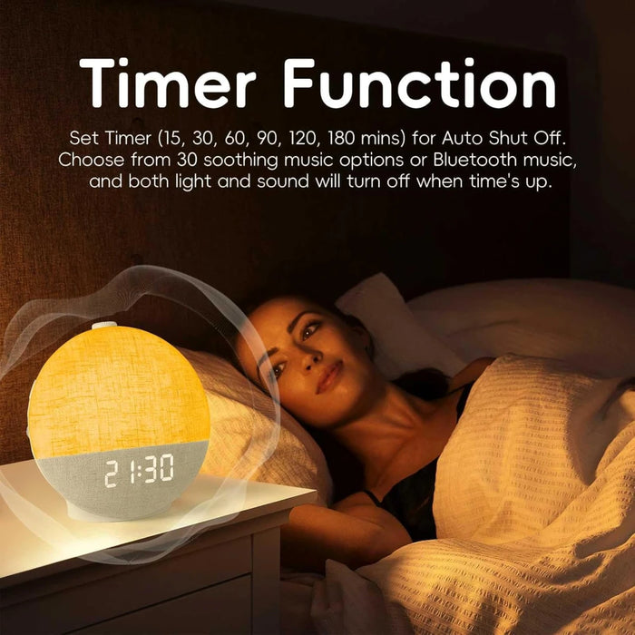 Wake-Up Light Sunrise Alarm Clock with White Noise, Bluetooth Speaker & Colour-Changing Night Light