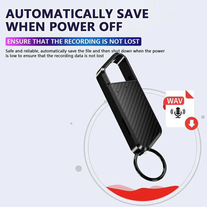 Mini Keyring Voice Recorder — Voice‑Activated, TF Card Up to 128GB