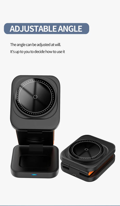 3‑in‑1 Foldable Magnetic Fast Wireless Charger Stand for iPhone 12–17, Apple Watch & AirPods