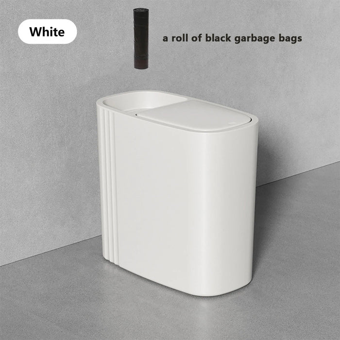 Large-capacity Oval Rubbish Bin with Press Lid — Odour-sealing PP Bin for Home