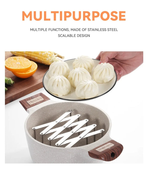 Retractable Stainless Steel Pot Lid Rack — Adjustable Foldable Kitchen Organiser