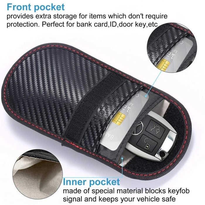 Signal-Blocking Car Key Pouch – RFID Faraday Bag, Two Pockets