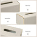 White Rectangular Leather Tissue Box Cover with Gold-Tone Edging — Small 16×11.5×8cm