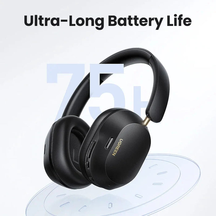 Cuffie Bluetooth UGREEN MAX5C con cancellazione attiva del rumore - Cancellazione ibrida del rumore fino a 43dB, Hi-Res LDAC, cuffie audio spaziali da 75H - Ideali per un'esperienza audio senza rumori e duratura.
