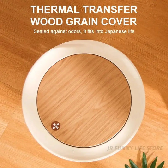 7L Round Wood‑Grain Press Dustbin with Legs