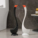 Swan-shaped Long-handle Toilet Brush with Holder — Dense Bristles, ABS (White/Blue/Black)
