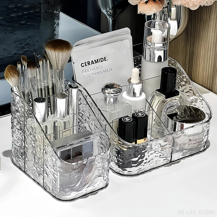 Clear Cosmetic Storage Box – Vanity Makeup & Skincare Organiser (3 / 4 / 5 Grid)