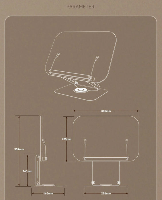 Adjustable 360° Swivel Book Stand – Foldable Cookbook & Music Score Holder, 35cm