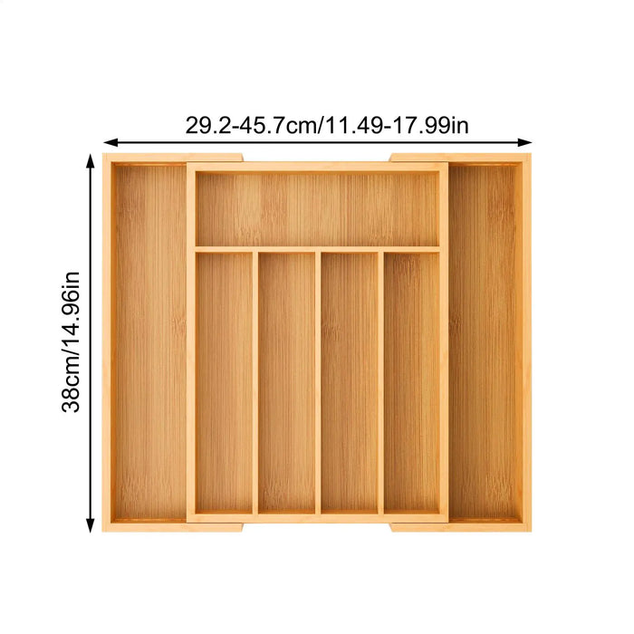 Adjustable Wooden Cutlery Tray Drawer Organiser — Expandable Divider