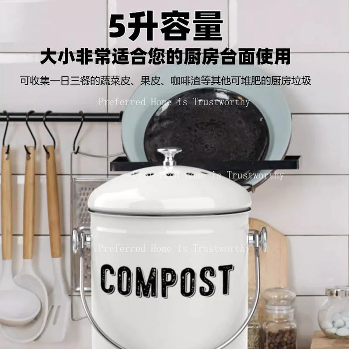 5L Stainless Steel Sealed Kitchen Bin with Lid — Desktop Odour-Proof Fermentation Bin