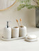 5‑Piece Bathroom Accessory Set — Dispenser, Toothbrush Holder, Tumbler, Tray & Soap Dish (Beige or Grey)