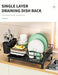 Rustproof Dish Drainer for Worktops with Removable Drain Board & Utensil Holder — Black