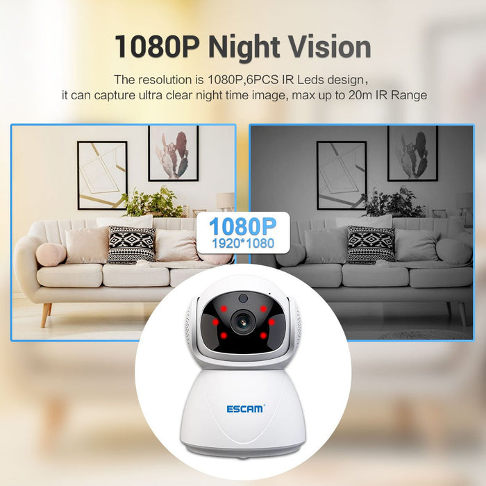 ESCAM PT201 - 1080P 2.4G 5G WiFi IP Auto Tracking Camera with Cloud Storage & Two-Way Voice - Smart Night Vision for Home Security - Shopsta EU