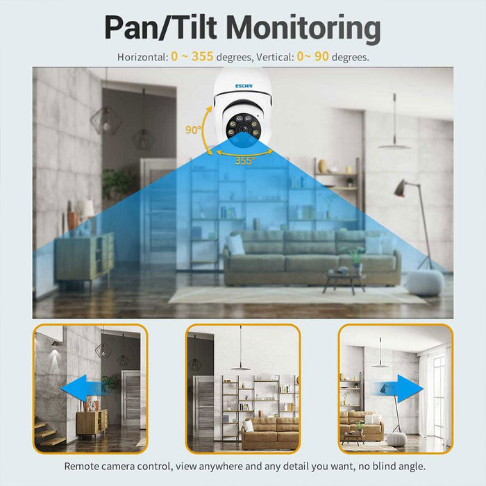 ESCAM PT208 E27 - 1080P WIFI Humanoid Tracking Camera with ONVIF, Two-Way Audio, Dual Light Night Vision - Ideal for Home Security and Surveillance - Shopsta EU