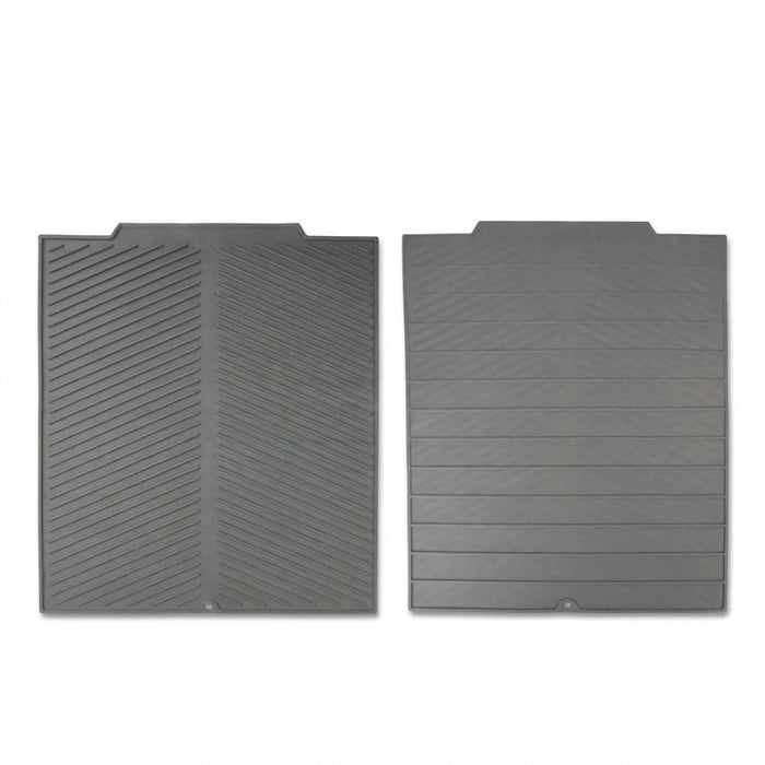 Silicone Kitchen Drain Mat — Non-Slip Heat-Resistant Drying Pad, Rectangle Trivet (Grey, S/M/L)