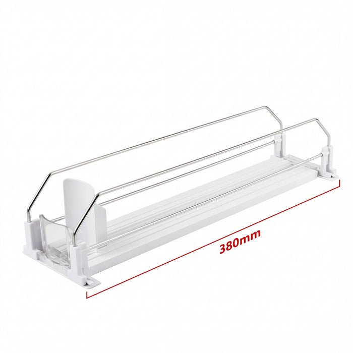 Canned Beverage Push Rack — Self-Pushing Fridge & Counter Organiser (310/380/410mm)