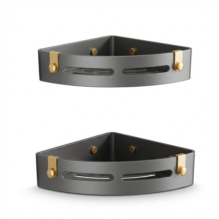 No‑Drill Adhesive Bathroom Shelf – 1 or 2‑Pack, Black Tripod Design