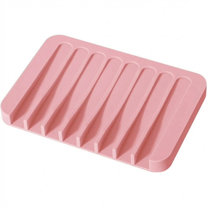 Single-Pack Silicone Self-Draining Soap Dish – Non-Slip Countertop Holder, 11.5×8×1 cm