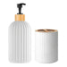 Bathroom Countertop Organiser – Soap Dispenser, Cotton Box & Toothbrush Holder (Plastic & Bamboo)