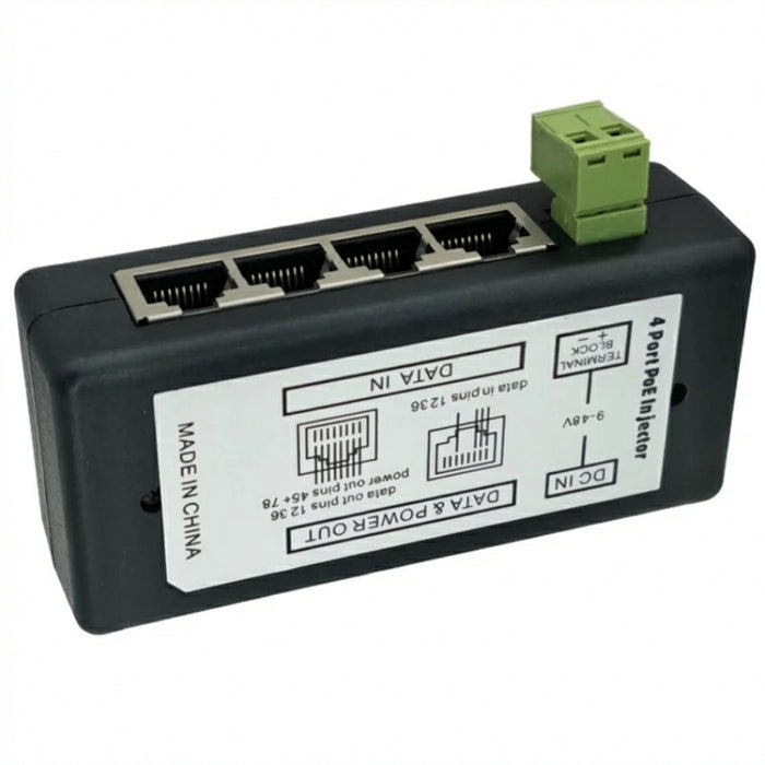 4-Port Passive PoE Injector Module – DC 9–48V for IP Cameras & Access Points
