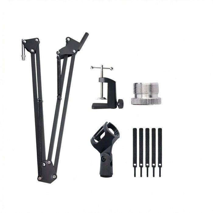 Extendable Scissor-Arm Microphone Boom Stand with Table Clamp & Adapter