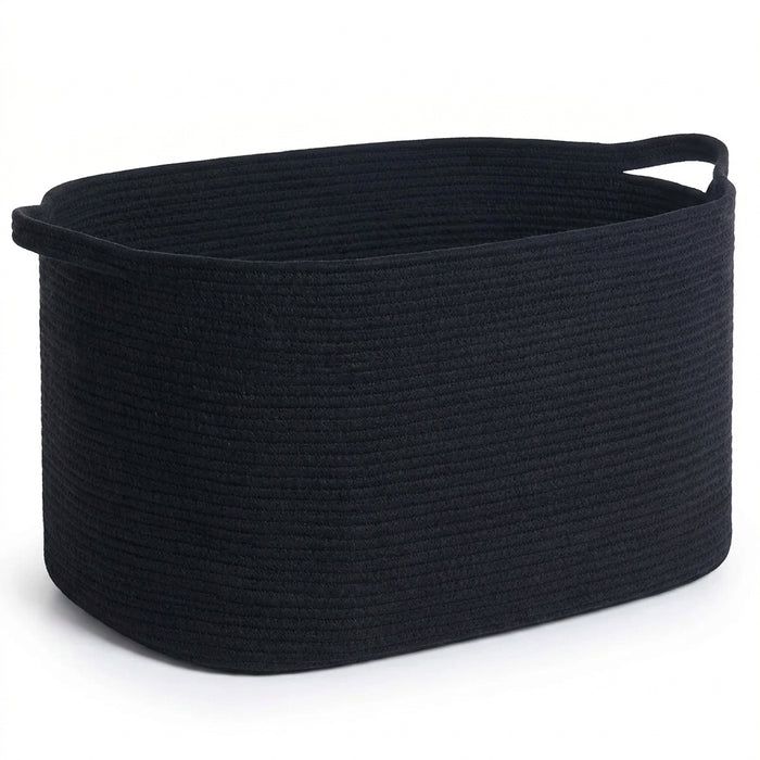 Large Cotton Rope Storage Basket – Foldable Laundry & Blanket Bin (55×38×30cm)