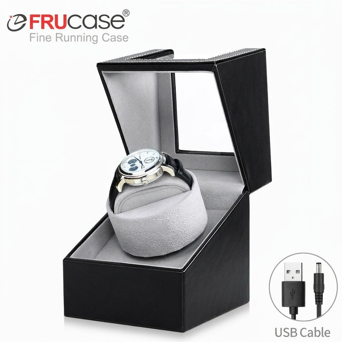 PU Watch Winder for Automatic Watches — 1 or 2 Watch, 2 Rotation Modes