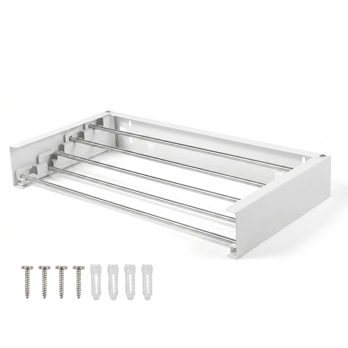 Folding Wall-Mounted Clothes Drying Rack — Retractable, Space-Saving
