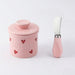 1-piece Pink Ceramic Butter Crock with Lid and Knife – French-style Porcelain Butter Dish