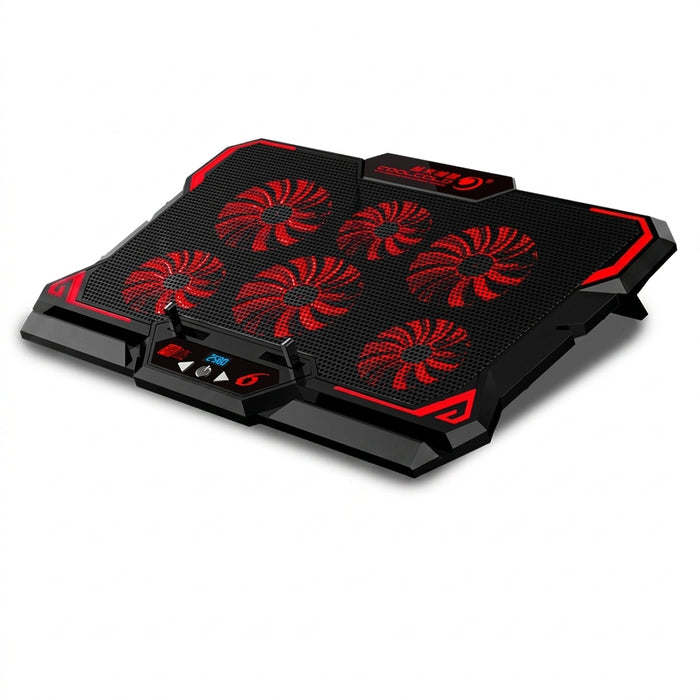 17-inch Six-Fan Laptop Cooler with LED Screen and Dual USB Ports